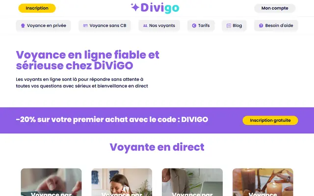 Page d’accueil de Divigo