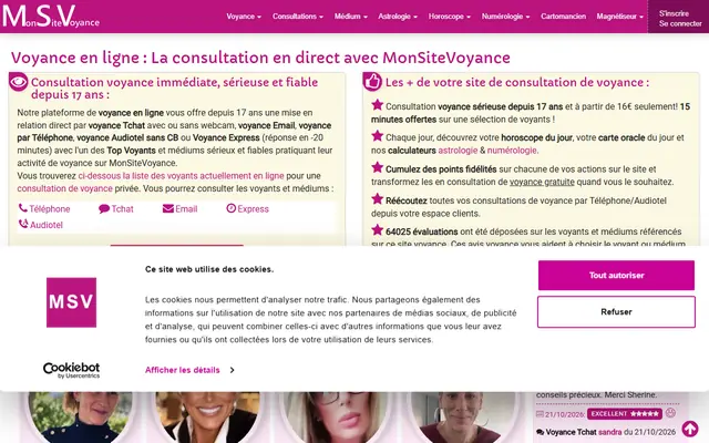 Page d’accueil de Monsitevoyance